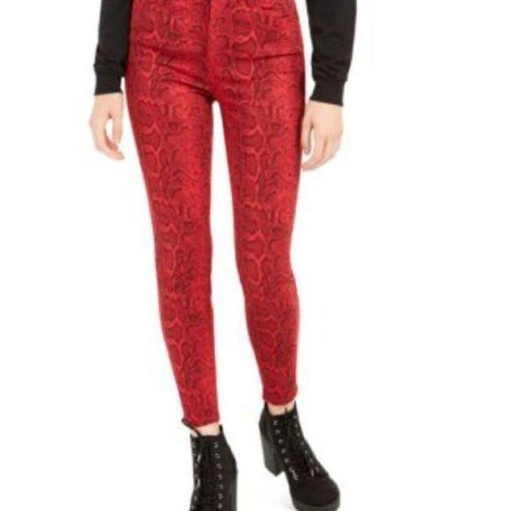 WOMEN'S Celebrity Pink Hi-Rise Ankle Skinny Jeans. Size 1/25. Red Print.